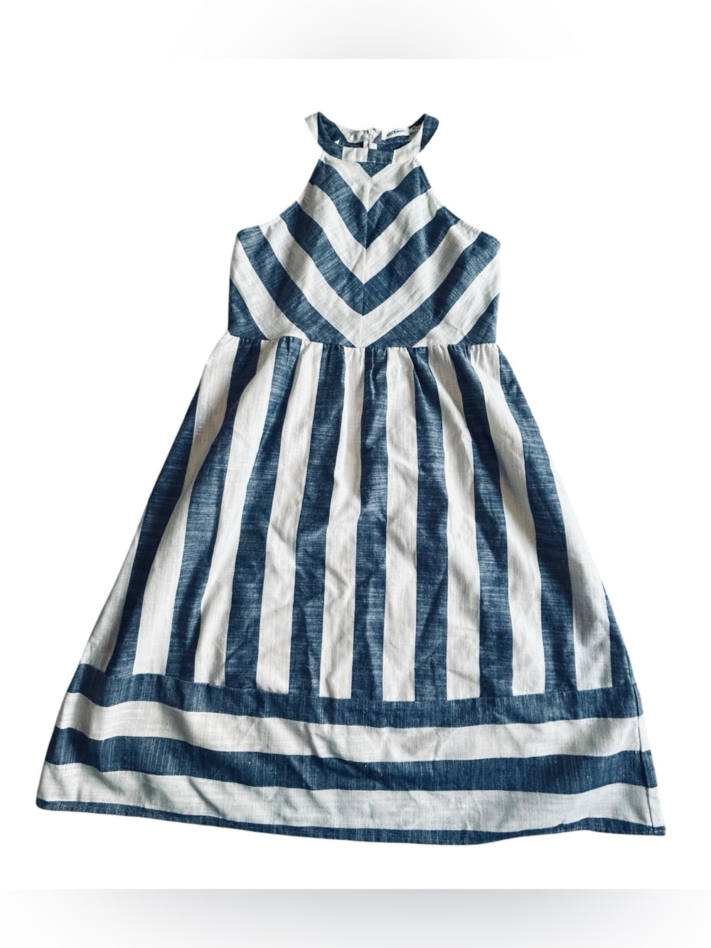 Blu Pepper Navy & White Striped Halter Mini Dress